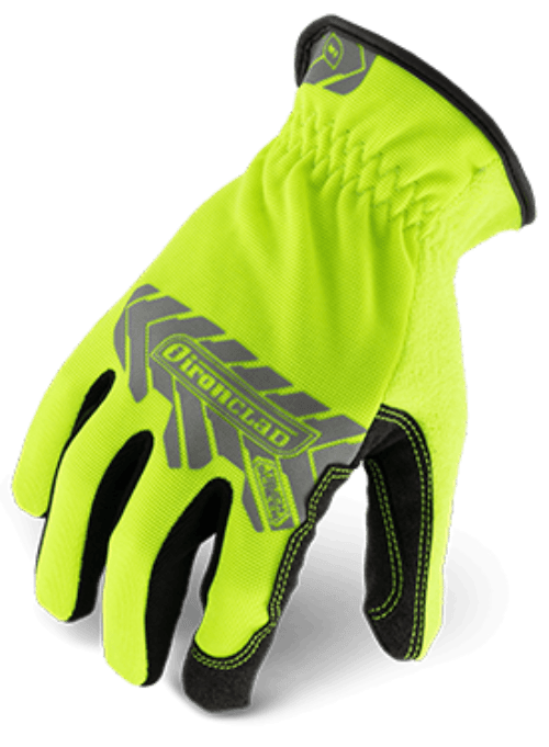 Ironclad Utility Touch Yellow Glove – 1 X Pair High Visibility - Reflective Back Of Hand Print Touchscreen - Conductive Palm &Amp; Fingers Sweat Wipe - Terry Cloth Sweat Wipe Secure Fit - Elastic Wrist Gather