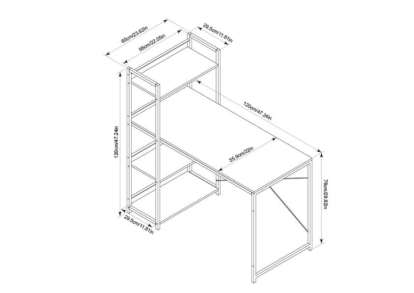 Metal Desk with Bookshelf PR8780 Desks NZ DEPOT 4