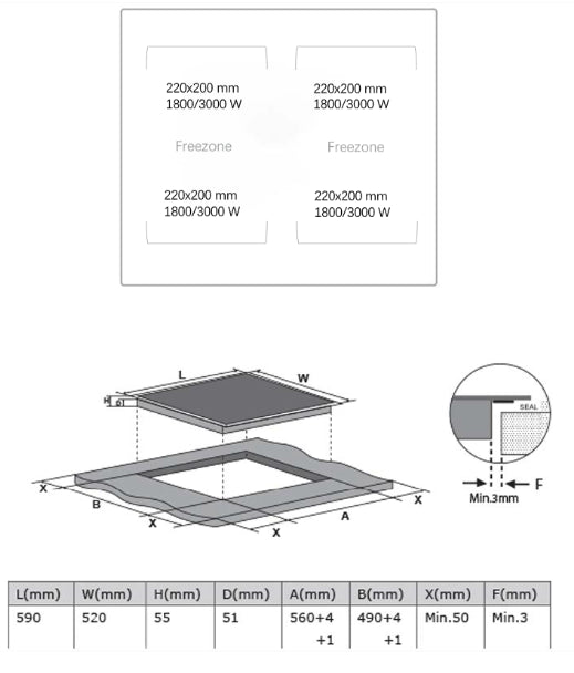 Midea COOKTOP 60CM FREEZONE INDUCTION