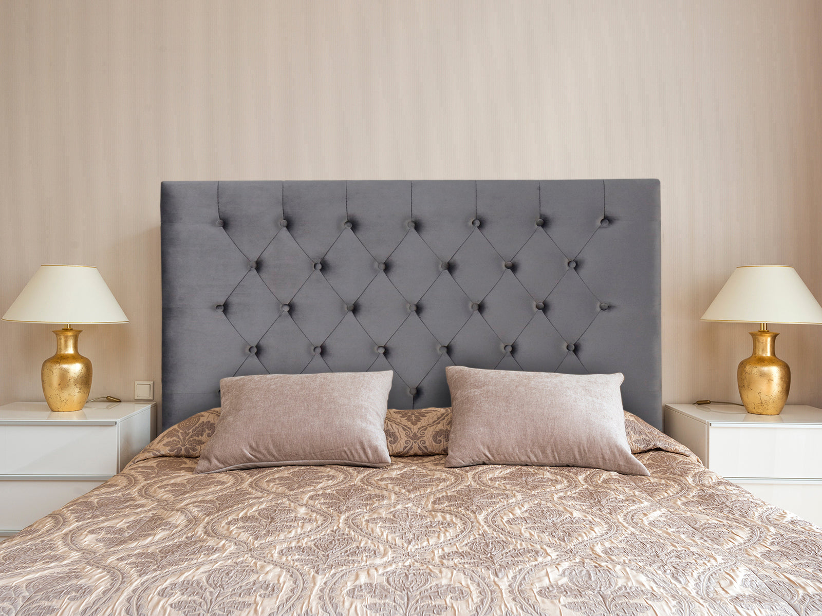 Rakel Headboard Queen Velvet Grey PR66655328 Headboards NZ DEPOT 3 - NZ DEPOT