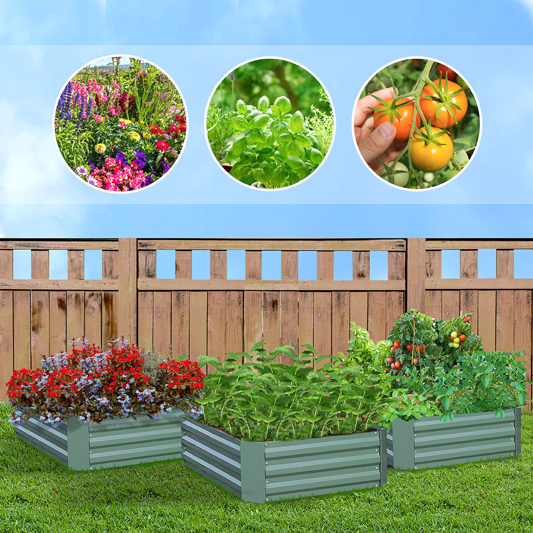 Soga 100Cm Square Galvanised Raised Garden Bed Vegetable Herb Flower Outdoor Planter Box, Garden, Tools &Amp; Hardware, Gardening &Amp; Lawn Care, Pots, Planters &Amp; Container Accessories, , ,  - Nz Depot 3