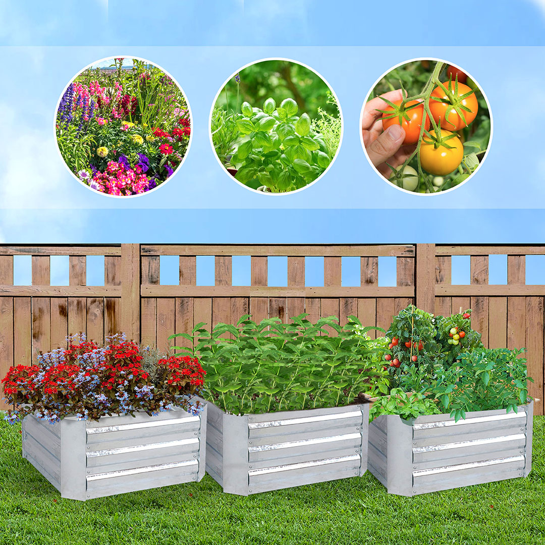 Soga 100Cm Square Galvanised Raised Garden Bed Vegetable Herb Flower Outdoor Planter Box, Garden, Tools &Amp; Hardware, Gardening &Amp; Lawn Care, Pots, Planters &Amp; Container Accessories, , ,  - Nz Depot 3