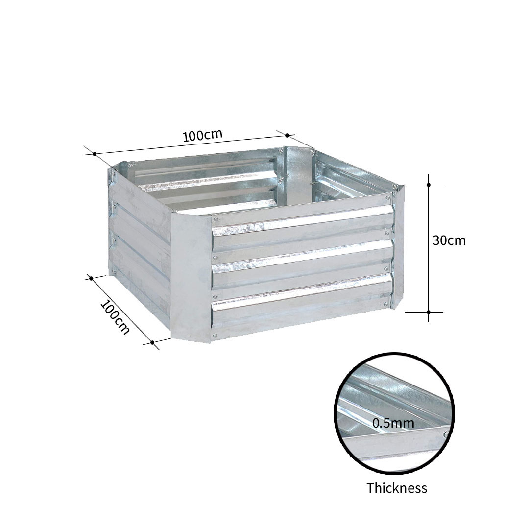 Soga 100Cm Square Galvanised Raised Garden Bed Vegetable Herb Flower Outdoor Planter Box, Garden, Tools &Amp; Hardware, Gardening &Amp; Lawn Care, Pots, Planters &Amp; Container Accessories, , ,  - Nz Depot 8