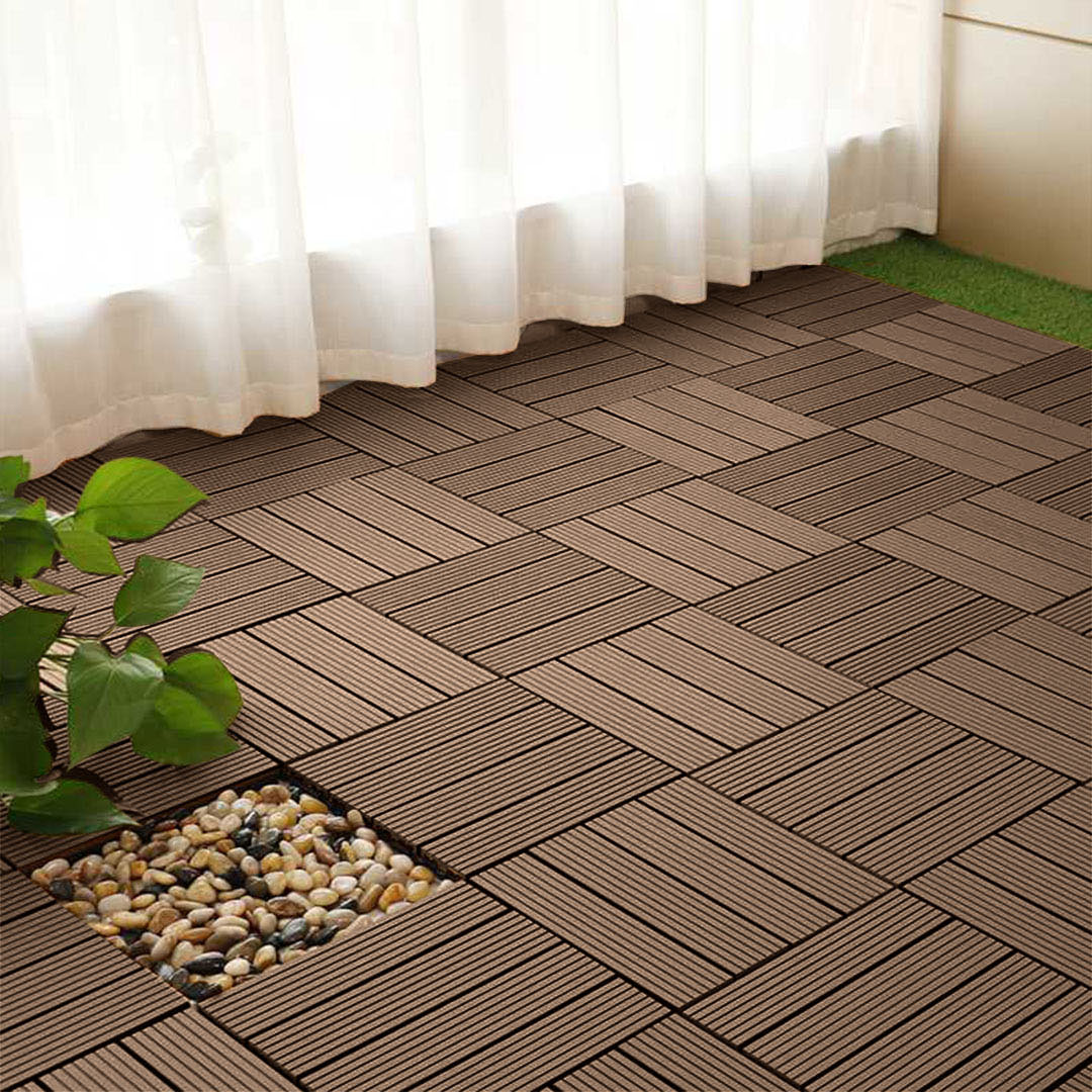 SOGA 11 pcs Dark Chocolate DIY Wooden Composite Decking Tiles Garden Outdoor Backyard Flooring Home Decor, Garden, Tools & Hardware, Gardening & Lawn Care, Artificial Grass, , ,  - NZ DEPOT 3