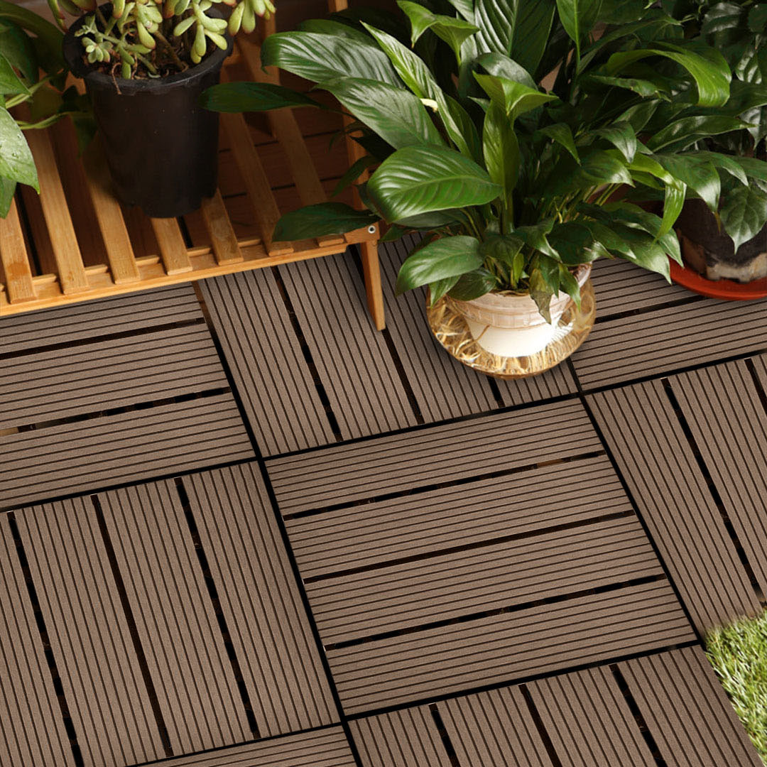 SOGA 11 pcs Dark Chocolate DIY Wooden Composite Decking Tiles Garden Outdoor Backyard Flooring Home Decor, Garden, Tools & Hardware, Gardening & Lawn Care, Artificial Grass, , ,  - NZ DEPOT 6