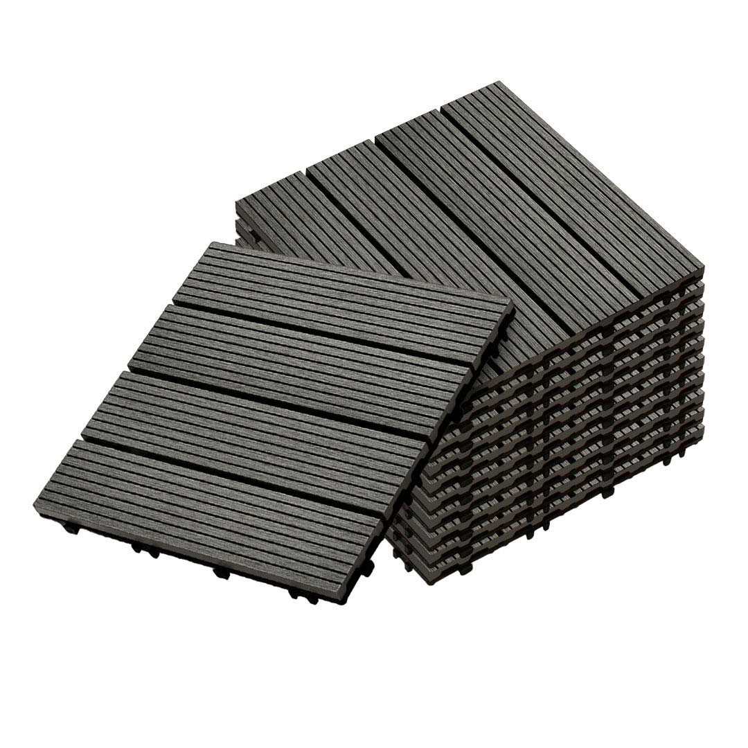 Soga 11 Pcs Grey Diy Wooden Composite Decking Tiles Garden Outdoor Backyard Flooring Home Decor, Garden, Tools &Amp; Hardware, Gardening &Amp; Lawn Care, Artificial Grass, , ,  - Nz Depot 1