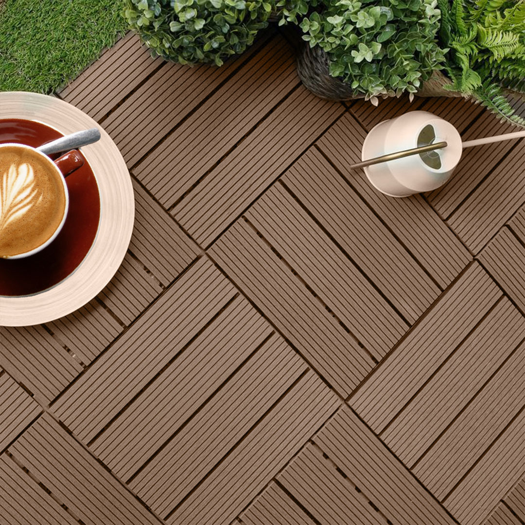 Soga 11 Pcs Light Chocolate Diy Wooden Composite Decking Tiles Garden Outdoor Backyard Flooring Home Decor, Garden, Tools &Amp; Hardware, Gardening &Amp; Lawn Care, Artificial Grass, , ,  - Nz Depot 2