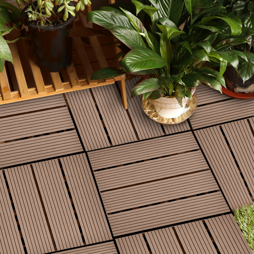 Soga 11 Pcs Light Chocolate Diy Wooden Composite Decking Tiles Garden Outdoor Backyard Flooring Home Decor, Garden, Tools &Amp; Hardware, Gardening &Amp; Lawn Care, Artificial Grass, , ,  - Nz Depot 6