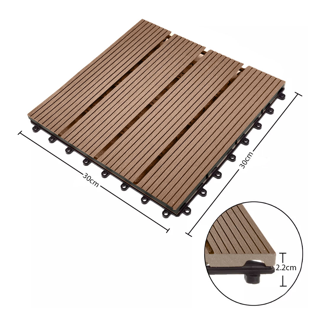 Soga 11 Pcs Light Chocolate Diy Wooden Composite Decking Tiles Garden Outdoor Backyard Flooring Home Decor, Garden, Tools &Amp; Hardware, Gardening &Amp; Lawn Care, Artificial Grass, , ,  - Nz Depot 7