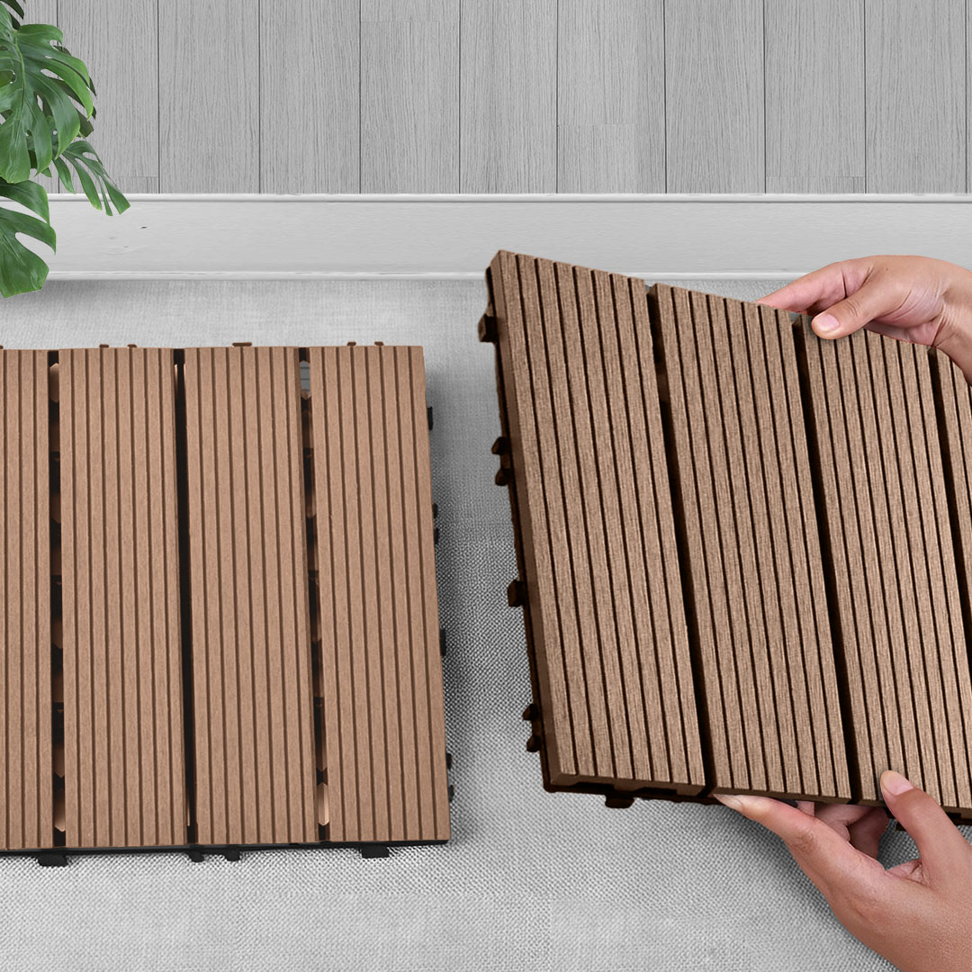 Soga 11 Pcs Light Chocolate Diy Wooden Composite Decking Tiles Garden Outdoor Backyard Flooring Home Decor, Garden, Tools &Amp; Hardware, Gardening &Amp; Lawn Care, Artificial Grass, , ,  - Nz Depot 9