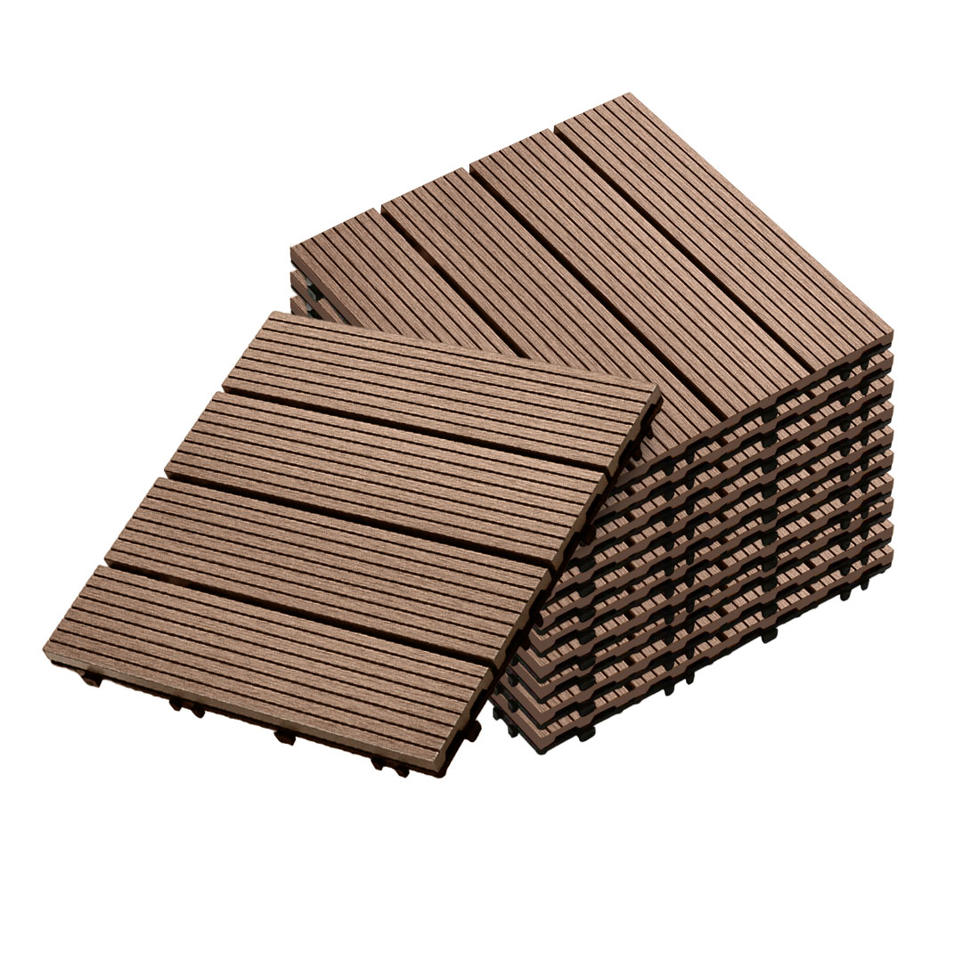 Soga 11 Pcs Light Chocolate Diy Wooden Composite Decking Tiles Garden Outdoor Backyard Flooring Home Decor, Garden, Tools &Amp; Hardware, Gardening &Amp; Lawn Care, Artificial Grass, , ,  - Nz Depot 1