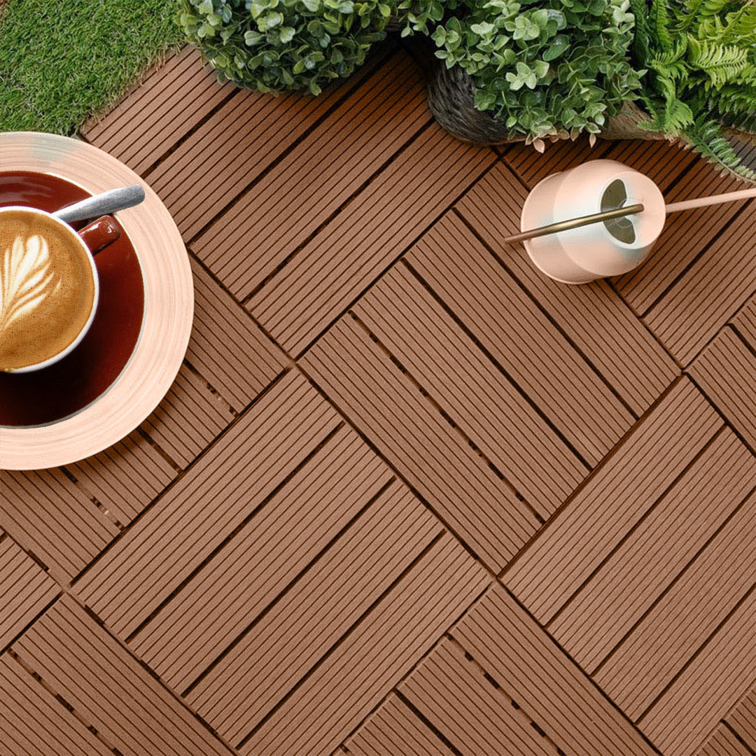 Soga 11 Pcs Red Brown Diy Wooden Composite Decking Tiles Garden Outdoor Backyard Flooring Home Decor, Garden, Tools &Amp; Hardware, Gardening &Amp; Lawn Care, Artificial Grass, , ,  - Nz Depot 2