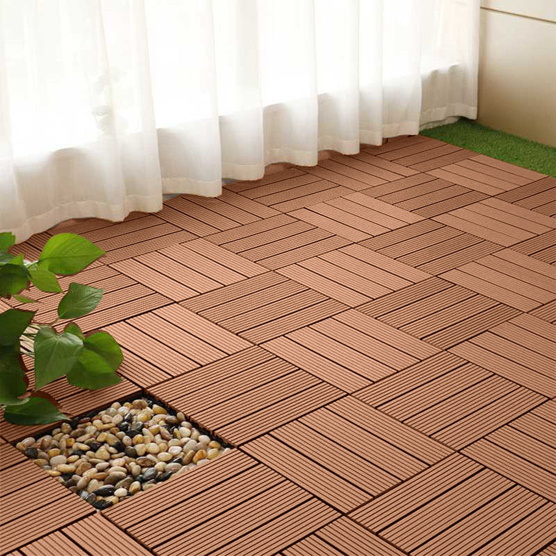 Soga 11 Pcs Red Brown Diy Wooden Composite Decking Tiles Garden Outdoor Backyard Flooring Home Decor, Garden, Tools &Amp; Hardware, Gardening &Amp; Lawn Care, Artificial Grass, , ,  - Nz Depot 3