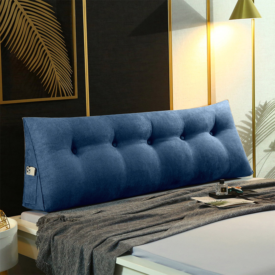 Soga 120Cm Blue Triangular Wedge Bed Pillow Headboard Backrest Bedside Tatami Cushion Home Decor, Furniture, Living Room Furniture, Occasional Chairs, , ,  - Nz Depot 9