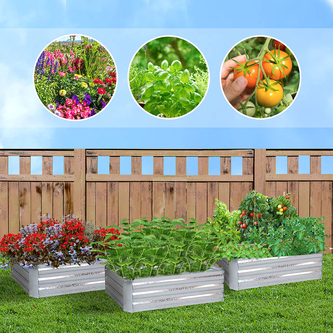 Soga 120Cm Rectangle Galvanised Raised Garden Bed Vegetable Herb Flower Outdoor Planter Box, Garden, Tools &Amp; Hardware, Gardening &Amp; Lawn Care, Pots, Planters &Amp; Container Accessories, , ,  - Nz Depot 3