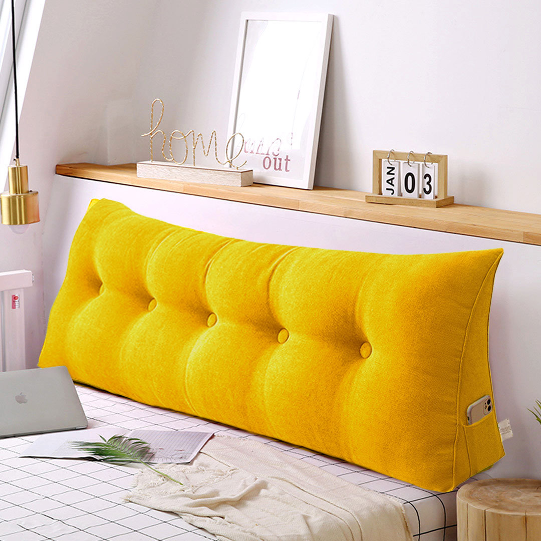 Soga 120Cm Yellow Triangular Wedge Bed Pillow Headboard Backrest Bedside Tatami Cushion Home Decor, Furniture, Living Room Furniture, Occasional Chairs, , ,  - Nz Depot 3