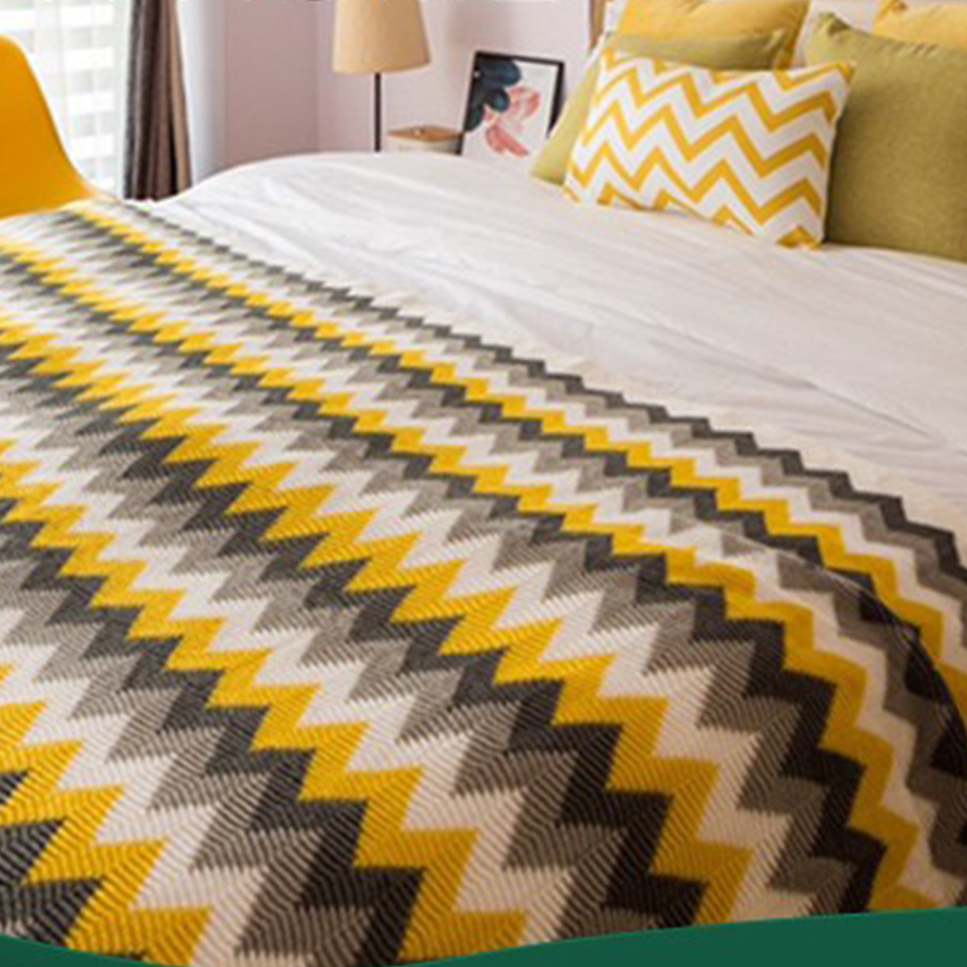 Soga 170Cm Yellow Zigzag Striped Throw Blanket Acrylic Wave Knitted Fringed Woven Cover Couch Bed Sofa Home Decor, Home, Bed Linen, Throws And Blankets, Blankets, ,  - Nz Depot 10