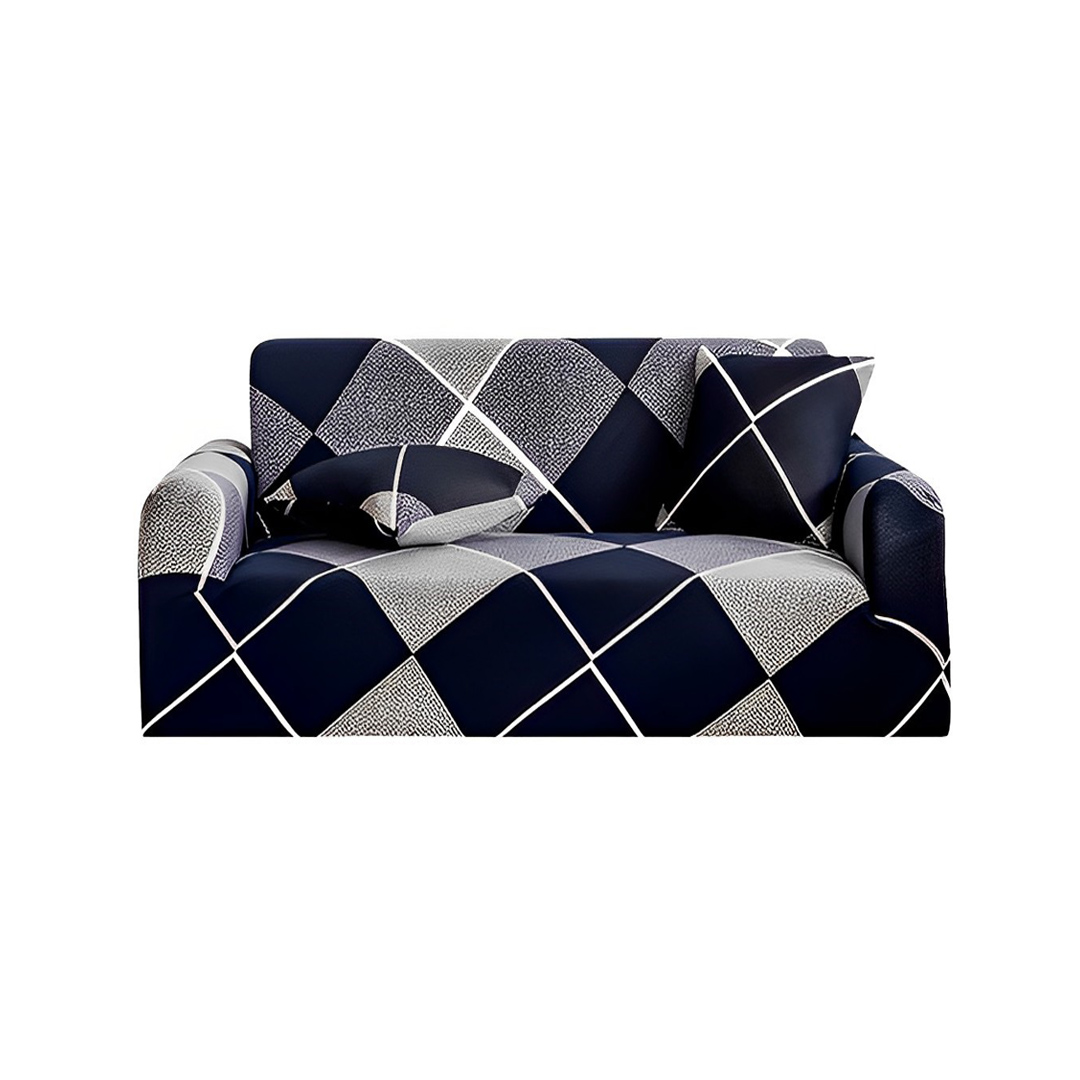 Soga 2-Seater Checkered Sofa Cover Couch Protector High Stretch Lounge Slipcover Home Decor, Home &Amp; Living, Home Decor, Sofa Covers, , ,  - Nz Depot 1