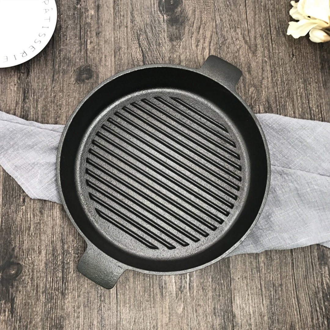 Soga 25Cm Round Ribbed Cast Iron Frying Pan Skillet Steak Sizzle Platter With Handle, Home &Amp; Living, Kitchen &Amp; Dining, Cookware, Frying Pans, ,  - Nz Depot 10