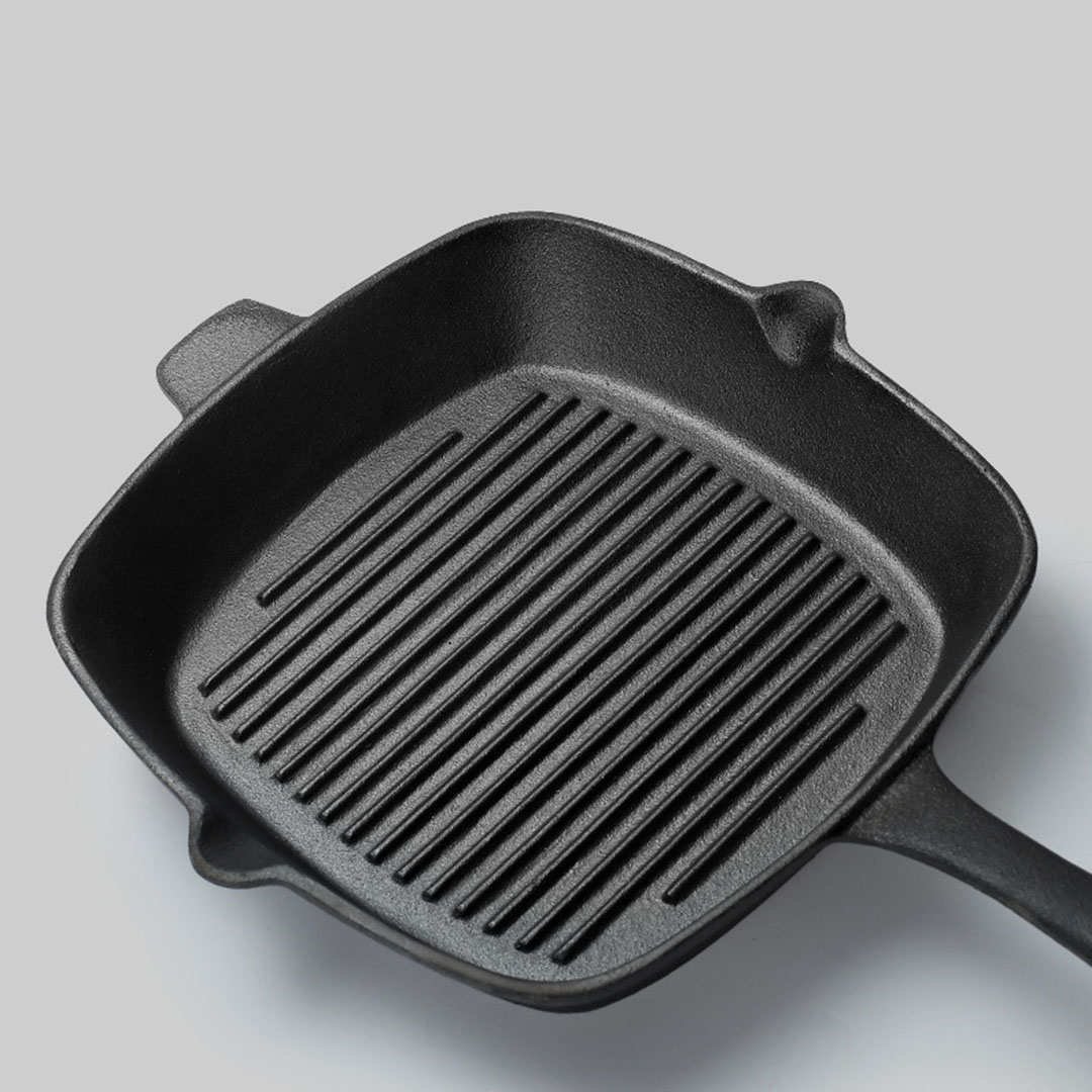 Soga 26Cm Square Ribbed Cast Iron Frying Pan Skillet Steak Sizzle Platter With Handle, Home &Amp; Living, Kitchen &Amp; Dining, Cookware, Frying Pans, ,  - Nz Depot 2