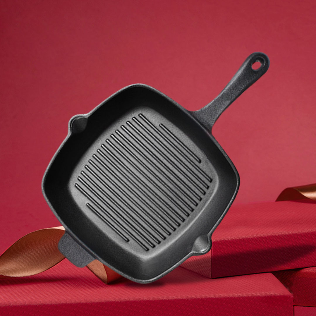 Soga 26Cm Square Ribbed Cast Iron Frying Pan Skillet Steak Sizzle Platter With Handle, Home &Amp; Living, Kitchen &Amp; Dining, Cookware, Frying Pans, ,  - Nz Depot 8