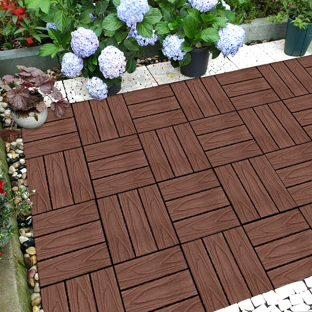 SOGA 2X 11 pcs Dark Chocolate DIY Wooden Composite Decking Tiles Garden Outdoor Backyard Flooring Home Decor, Garden, Tools & Hardware, Gardening & Lawn Care, Artificial Grass, , ,  - NZ DEPOT 2