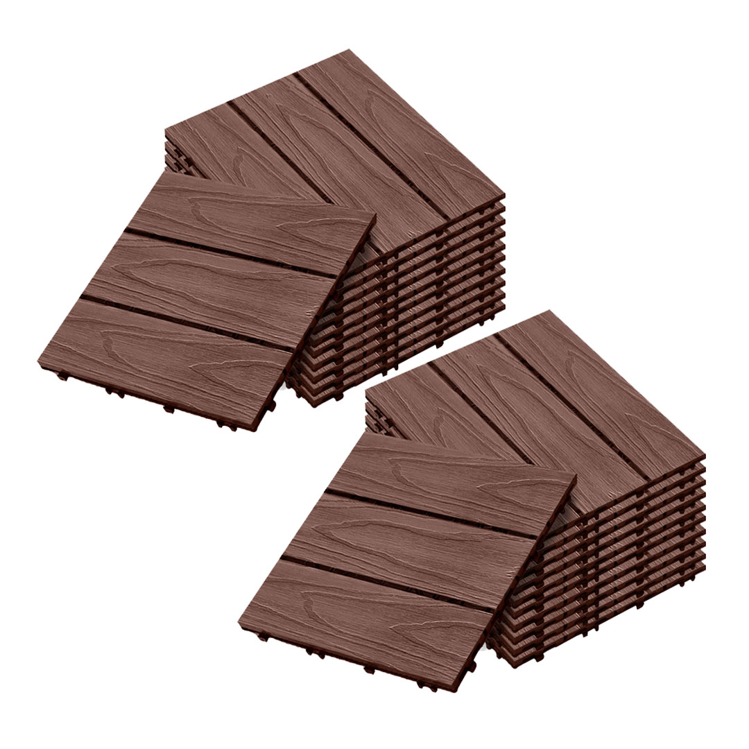 SOGA 2X 11 pcs Dark Chocolate DIY Wooden Composite Decking Tiles Garden Outdoor Backyard Flooring Home Decor, Garden, Tools & Hardware, Gardening & Lawn Care, Artificial Grass, , ,  - NZ DEPOT 1