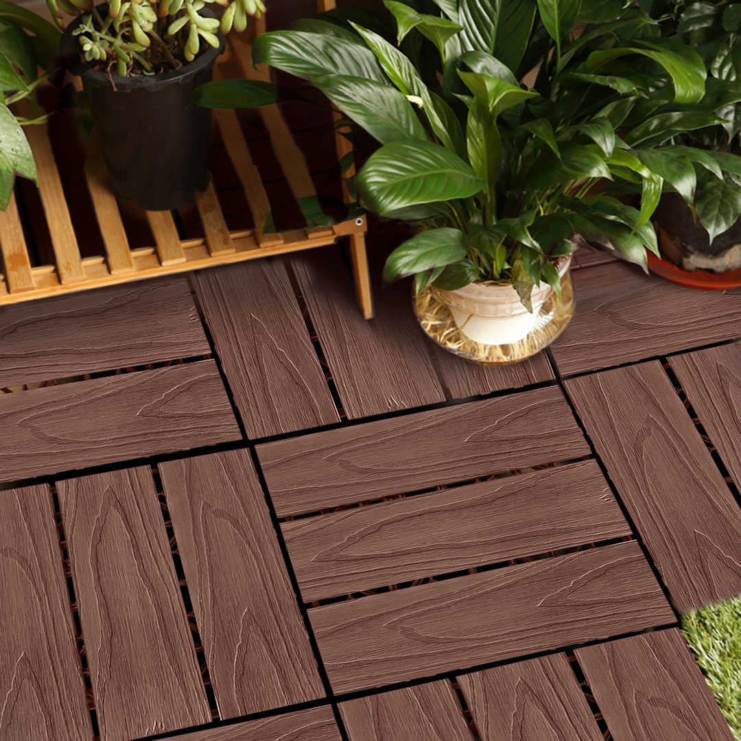 SOGA 2X 11 pcs Dark Chocolate DIY Wooden Composite Decking Tiles Garden Outdoor Backyard Flooring Home Decor, Garden, Tools & Hardware, Gardening & Lawn Care, Artificial Grass, , ,  - NZ DEPOT 5