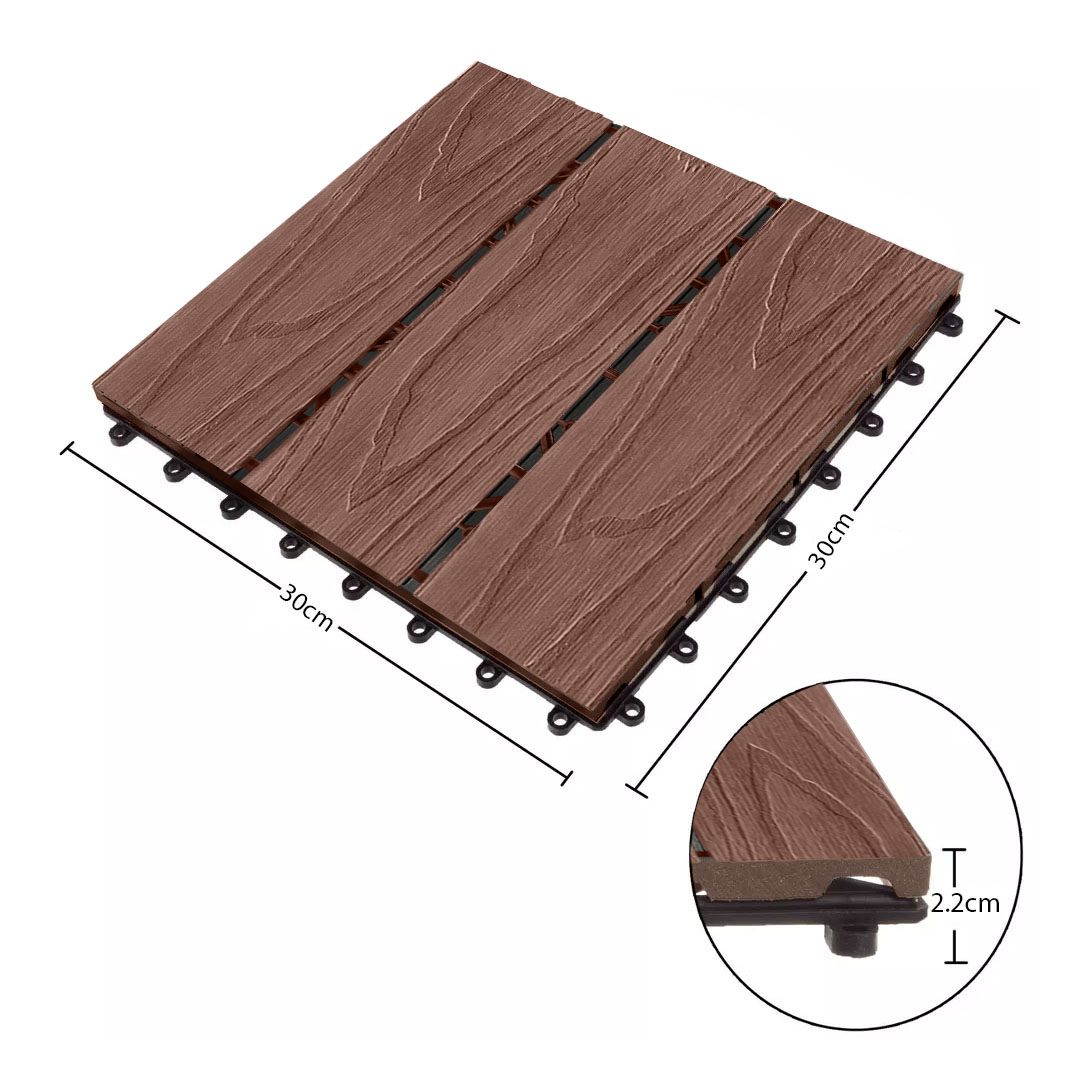 SOGA 2X 11 pcs Dark Chocolate DIY Wooden Composite Decking Tiles Garden Outdoor Backyard Flooring Home Decor, Garden, Tools & Hardware, Gardening & Lawn Care, Artificial Grass, , ,  - NZ DEPOT 6