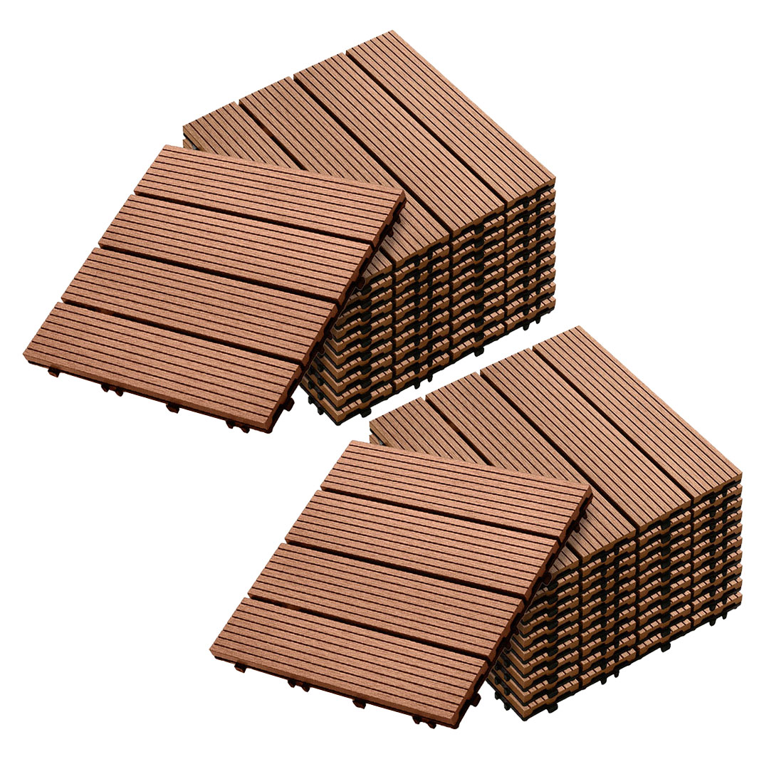 Soga 2X 11 Pcs Red Brown Diy Wooden Composite Decking Tiles Garden Outdoor Backyard Flooring Home Decor, Garden, Tools &Amp; Hardware, Gardening &Amp; Lawn Care, Artificial Grass, , ,  - Nz Depot 1