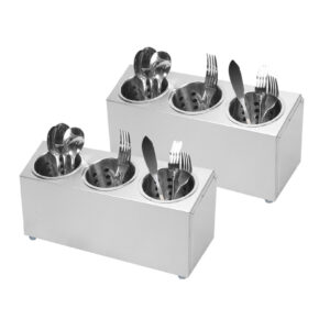 SOGA 2X 18/10 Stainless Steel Commercial Conical Utensils Cutlery Holder with 3 Holes, Home & Living, Kitchen & Dining, Tableware, Cutlery, ,  - NZ DEPOT 1