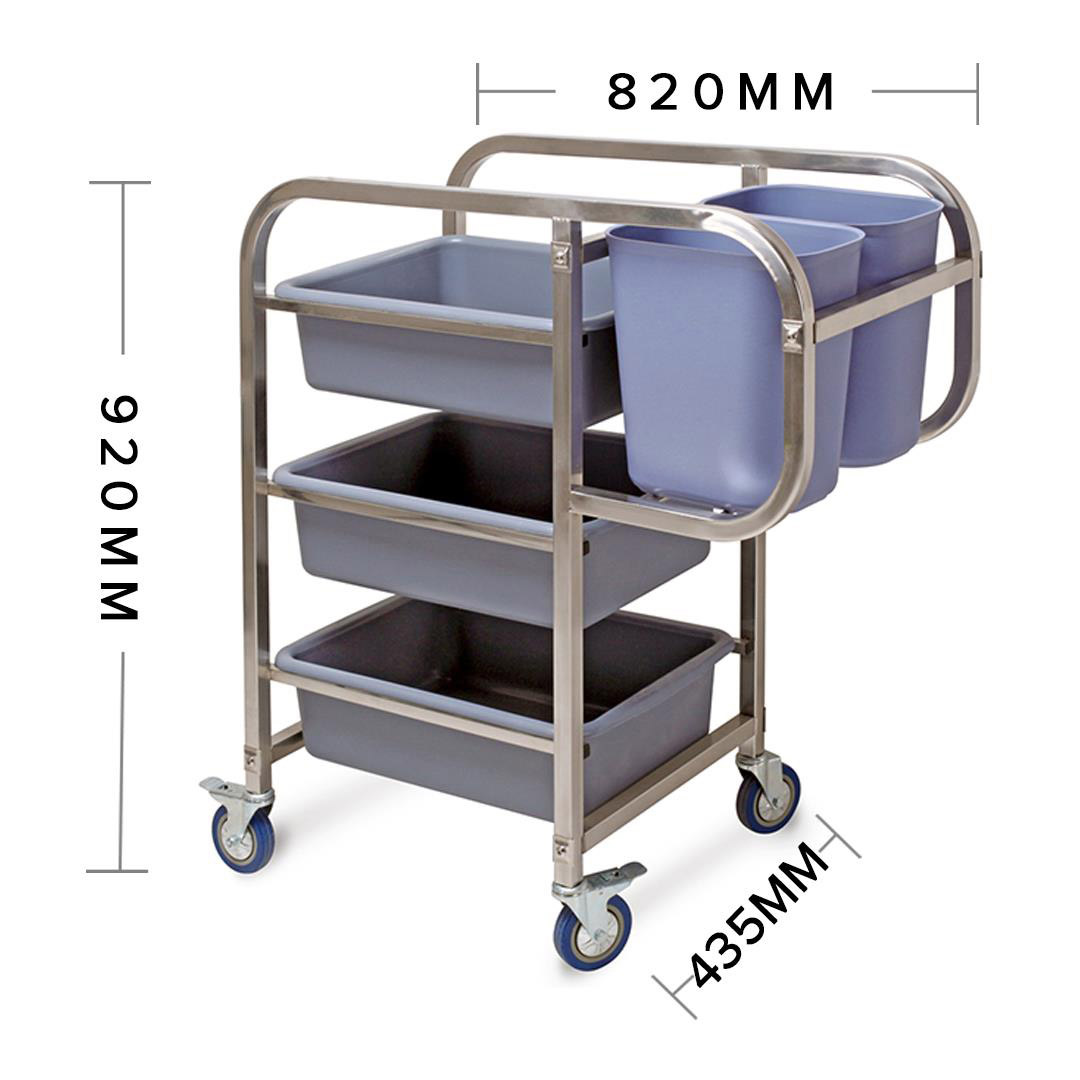 SOGA 2X 3 Tier Food Trolley Food Waste Cart Five Buckets Kitchen Food Utility 82x43x92cm Square, Business & Industrial, Food Service, Food Service Carts, , ,  - NZ DEPOT 2