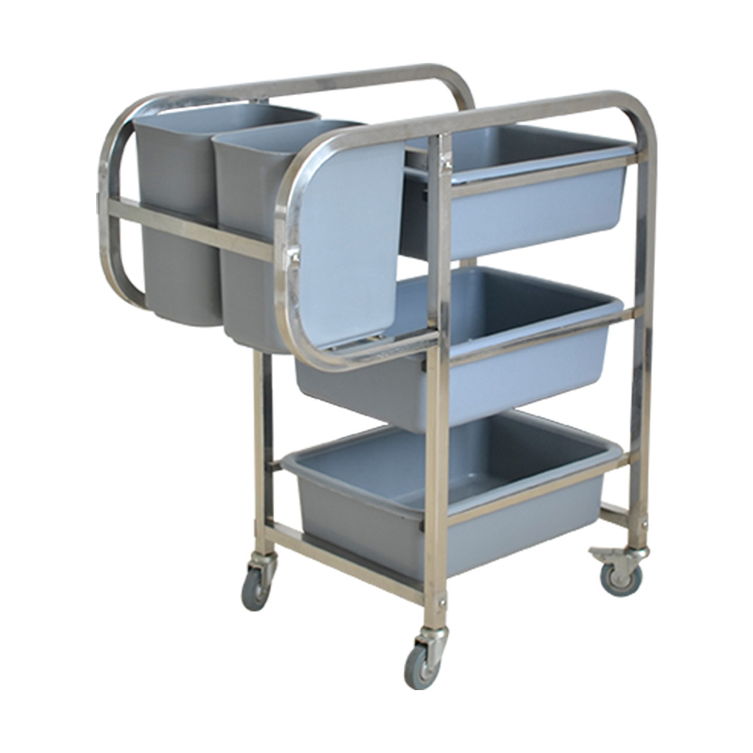 SOGA 2X 3 Tier Food Trolley Food Waste Cart Five Buckets Kitchen Food Utility 82x43x92cm Square, Business & Industrial, Food Service, Food Service Carts, , ,  - NZ DEPOT 3