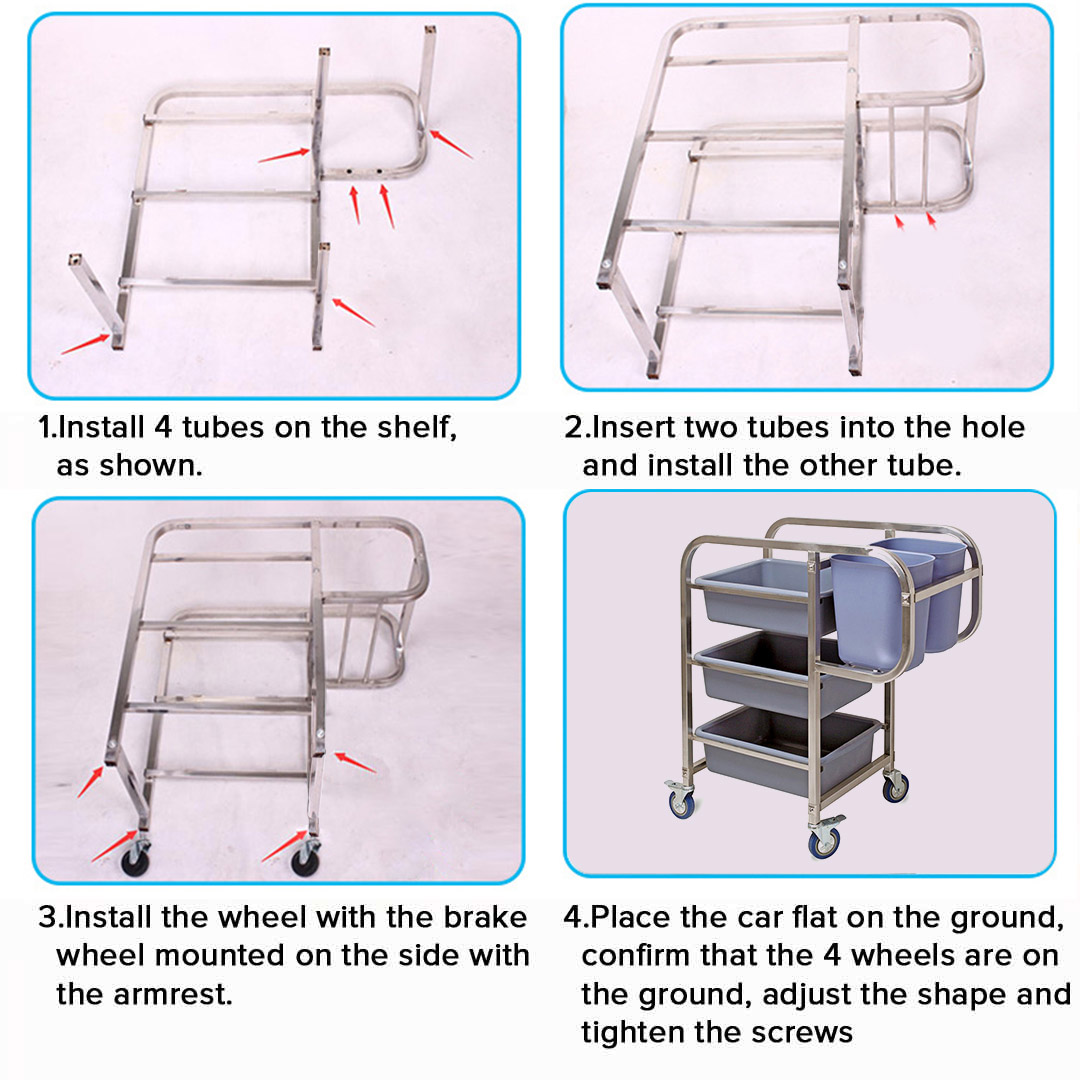 SOGA 2X 3 Tier Food Trolley Food Waste Cart Five Buckets Kitchen Food Utility 82x43x92cm Square, Business & Industrial, Food Service, Food Service Carts, , ,  - NZ DEPOT 5