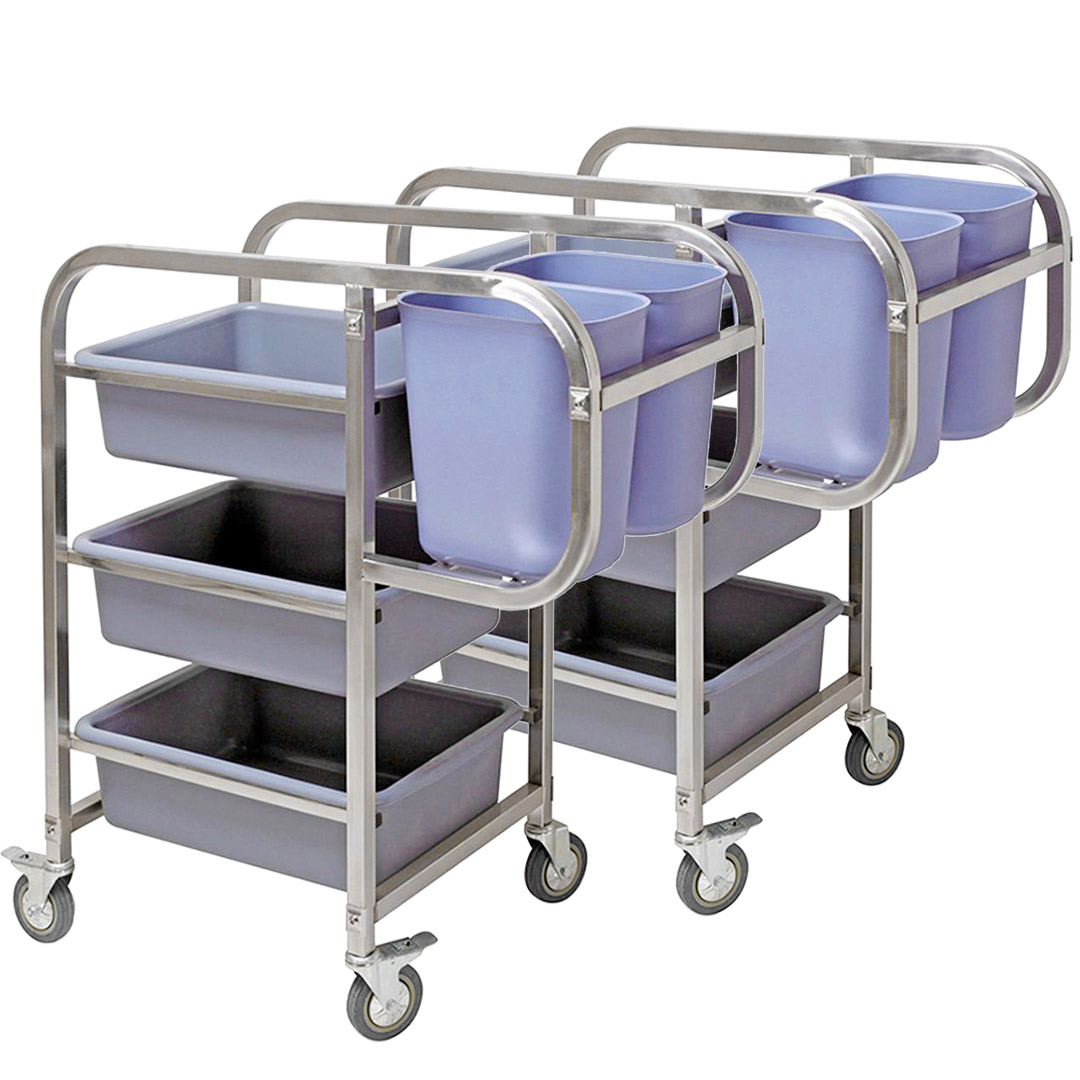 SOGA 2X 3 Tier Food Trolley Food Waste Cart Five Buckets Kitchen Food Utility 82x43x92cm Square, Business & Industrial, Food Service, Food Service Carts, , ,  - NZ DEPOT 1