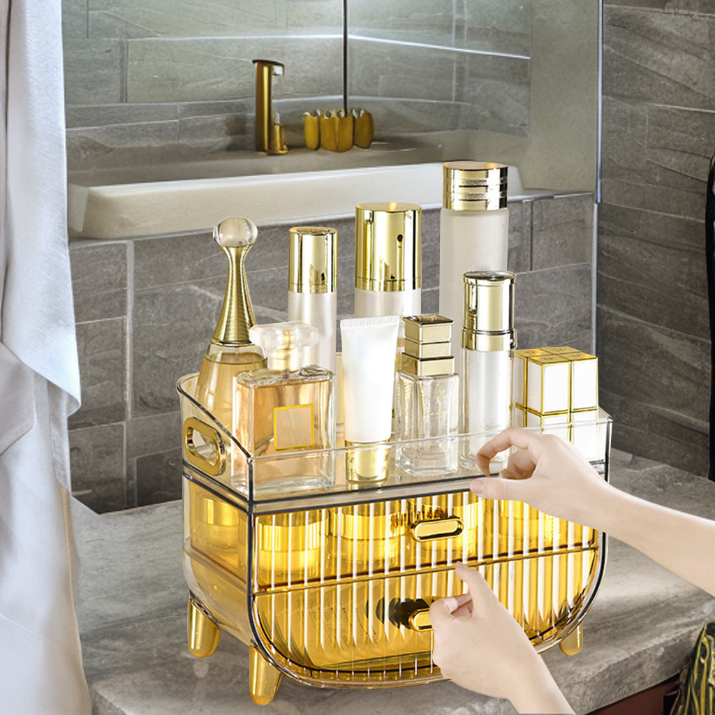 Soga 2X 3 Tier Golden Yellow Multifunctional Countertop Cosmetic Storage Makeup Skincare Holder Jewelry Cabinet Bathroom Desk Drawer Vanity Organiser, Home, Bathroom, Bathroom Accessories, Bathroom Storage, ,  - Nz Depot 4