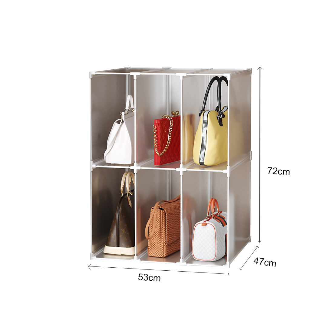 SOGA 2X 3 Tier Multifunctional PP Plastic Bag Box Portable Cubby DIY Storage Shelves Stackable Handbag Purse Organiser, Home & Living, Bedroom, Bedroom Storage Solutions, , ,  - NZ DEPOT 6