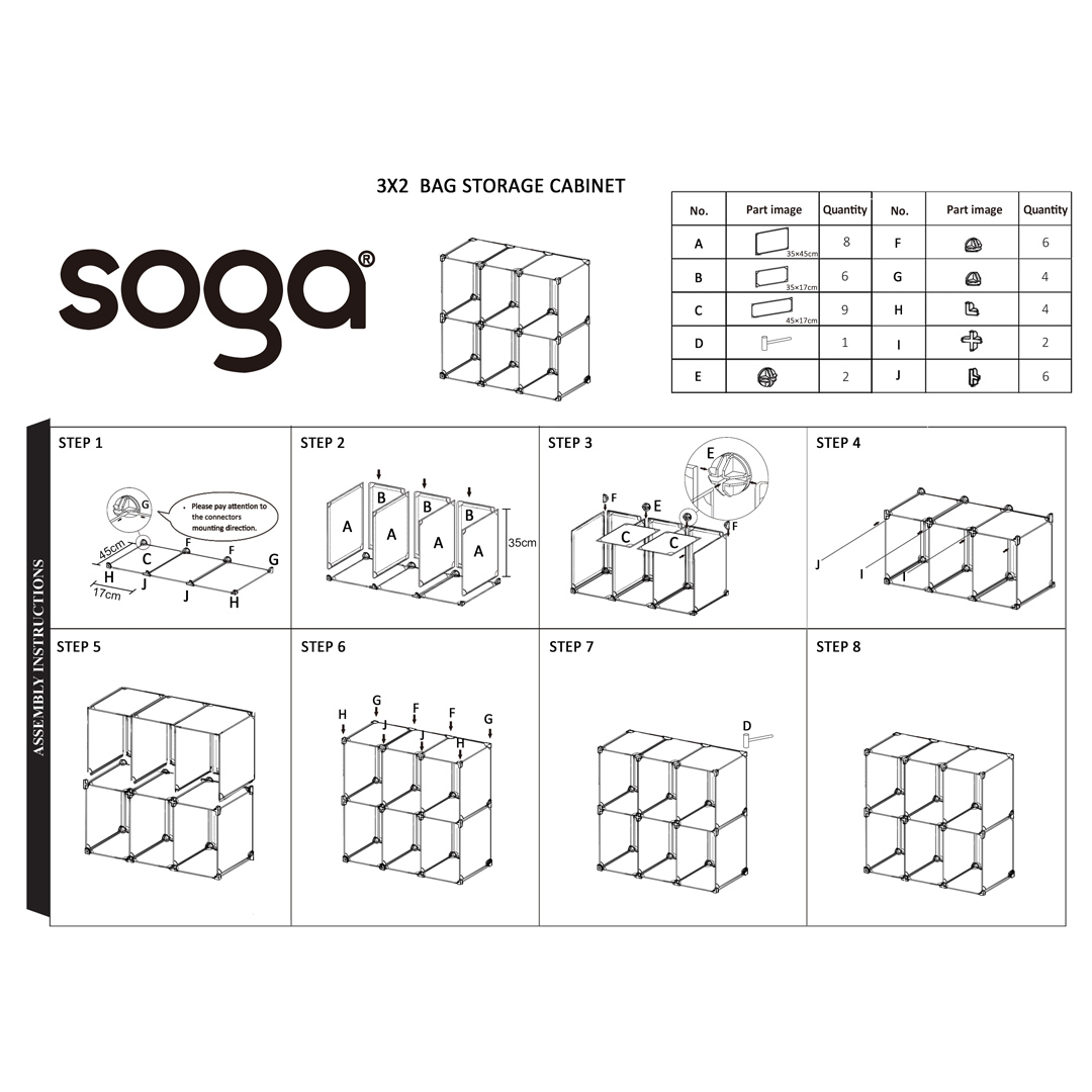 SOGA 2X 3 Tier Multifunctional PP Plastic Bag Box Portable Cubby DIY Storage Shelves Stackable Handbag Purse Organiser, Home & Living, Bedroom, Bedroom Storage Solutions, , ,  - NZ DEPOT 8