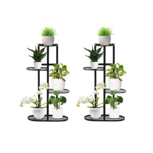 Soga 2X 4 Tier 5 Pots Black Round Metal Plant Rack Flowerpot Storage Display Stand Holder Home Garden Decor Nz Depot - Nz Depot