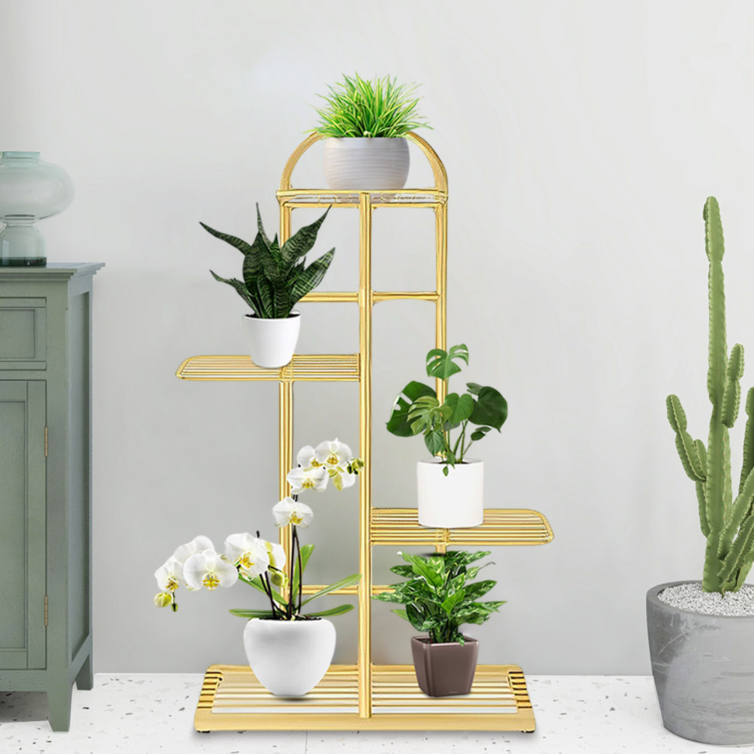 Soga 2X 4 Tier 5 Pots Gold Metal Plant Stand Flowerpot Display Shelf Rack Indoor Home Office Decor, Home &Amp; Living, Home Decor, Indoor Pots, Planters And Plant Stands, , ,  - Nz Depot 3