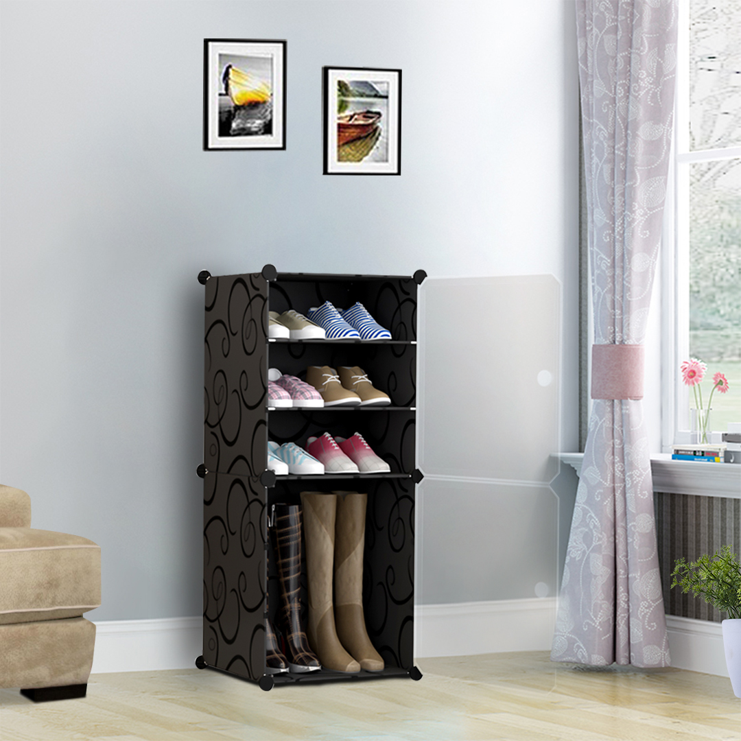 Soga 2X 4 Tier Shoe Rack Organizer Sneaker Footwear Storage Stackable Stand Cabinet Portable Wardrobe With Cover, Furniture, Storage &Amp; Shelving, Shoe Storage, , ,  - Nz Depot 4