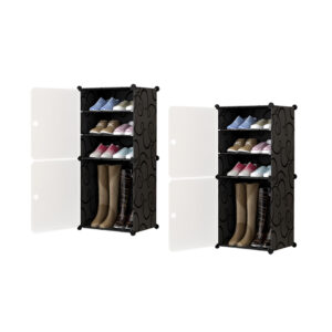 SOGA 2X 4 Tier Shoe Rack Organizer Sneaker Footwear Storage Stackable Stand Cabinet Portable Wardrobe with Cover, Furniture, Storage & Shelving, Shoe Storage, , ,  - NZ DEPOT 1