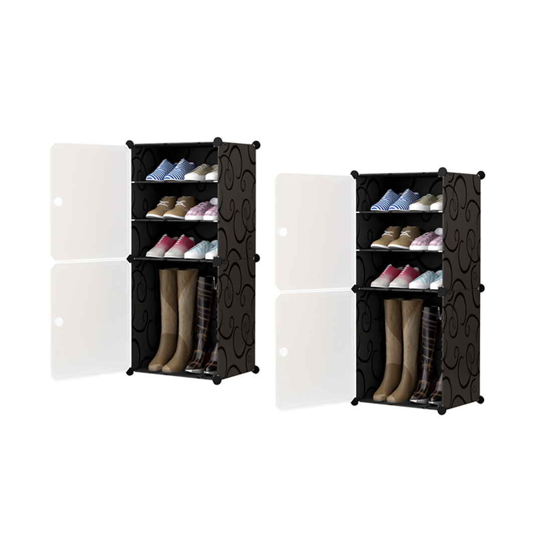 Soga 2X 4 Tier Shoe Rack Organizer Sneaker Footwear Storage Stackable Stand Cabinet Portable Wardrobe With Cover, Furniture, Storage &Amp; Shelving, Shoe Storage, , ,  - Nz Depot 1