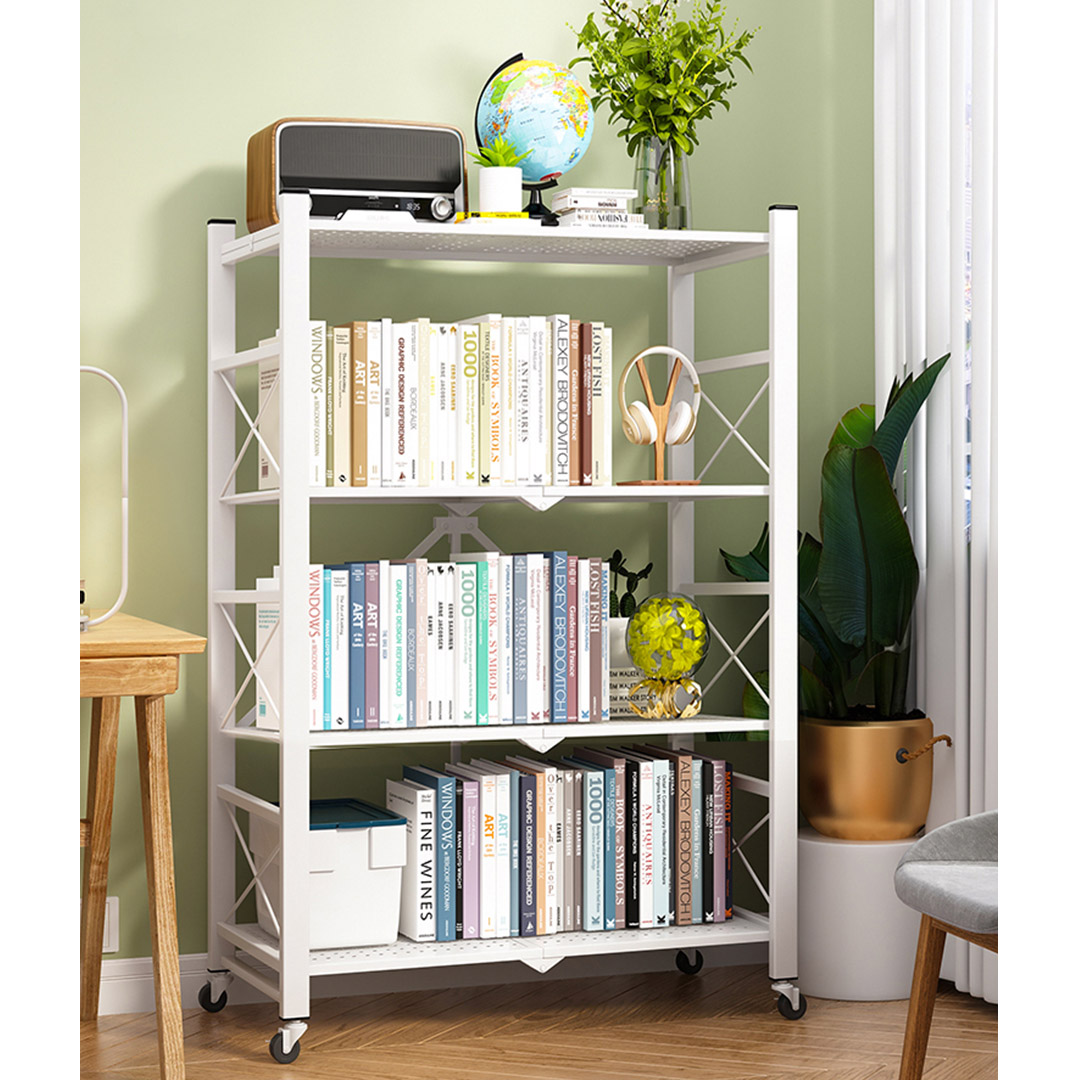 Soga 2X 4 Tier Steel White Foldable Display Stand Multi-Functional Shelves Portable Storage Organizer With Wheels, Garden, Tools &Amp; Hardware, Garage Storage &Amp; Organisation, Utility Shelves, , ,  - Nz Depot 10