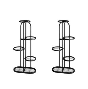 Soga 2X 5 Tier 6 Pots Black Round Metal Plant Rack Flowerpot Storage Display Stand Holder Home Garden Decor Nz Depot - Nz Depot