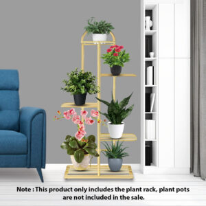 SOGA 2X 5 Tier 6 Pots Gold Metal Plant Stand Flowerpot Display Shelf Rack Indoor Home Office Decor, Home & Living, Home Decor, Indoor Pots, Planters and Plant Stands, , ,  - NZ DEPOT 2