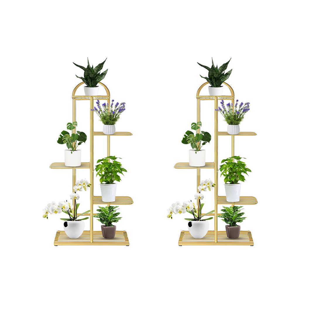 Soga 2X 5 Tier 6 Pots Gold Metal Plant Stand Flowerpot Display Shelf Rack Indoor Home Office Decor, Home &Amp; Living, Home Decor, Indoor Pots, Planters And Plant Stands, , ,  - Nz Depot 1