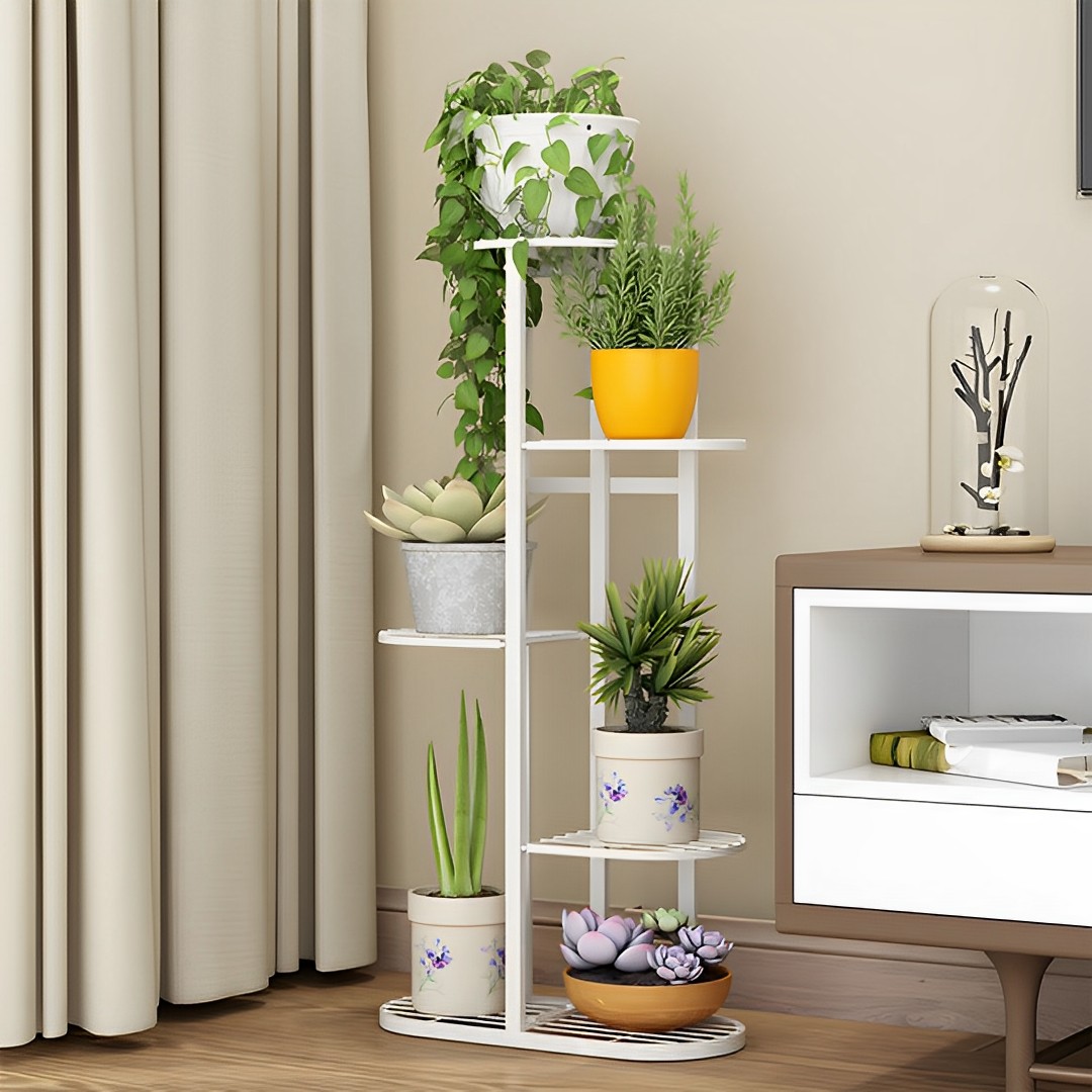 SOGA 2X 5 Tier 6 Pots White Metal Plant Rack Flowerpot Storage Display Stand Holder Home Garden Decor, Home & Living, Home Decor, Indoor Pots, Planters and Plant Stands, , ,  - NZ DEPOT 3