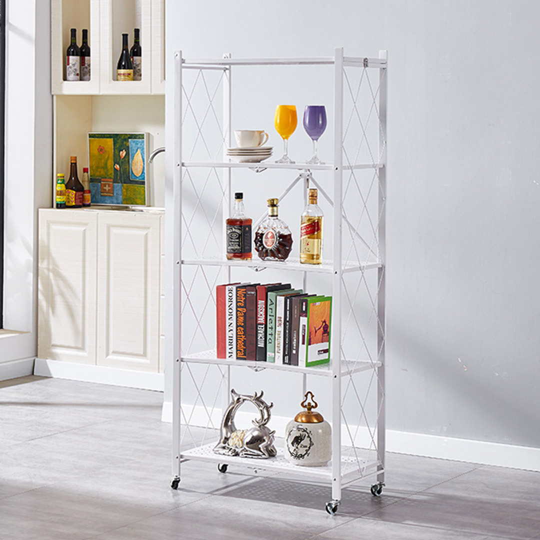 Soga 2X 5 Tier Steel White Foldable Kitchen Cart Multi-Functional Shelves Portable Storage Organizer With Wheels, Garden, Tools &Amp; Hardware, Garage Storage &Amp; Organisation, Utility Shelves, , ,  - Nz Depot 10