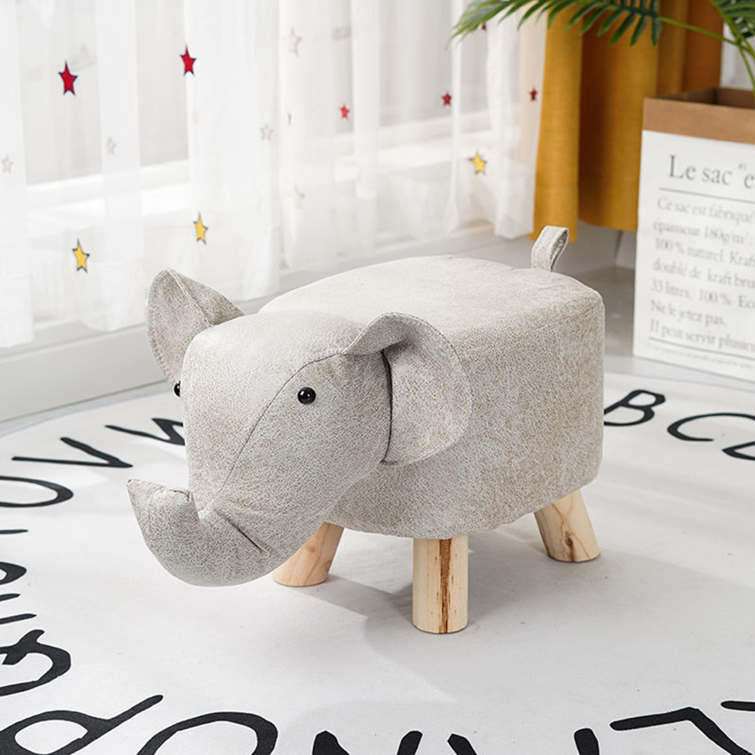 Soga 2X Beige Children Bench Elephant Character Round Ottoman Stool Soft Small Comfy Seat Home Decor, Furniture, Other Seating, Benches, , ,  - Nz Depot 2